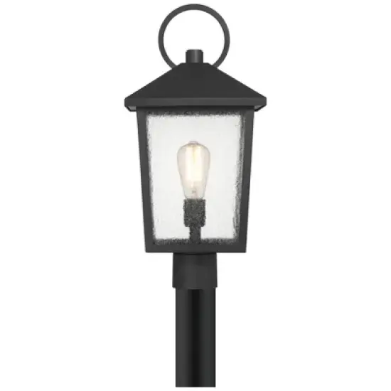 John Timberland Westmont 20 3/4" High Modern Outdoor Post Light Fixture Pole Porch House Exterior Weatherproof Sand Black Aluminum Seeded Glass Shade image {5}