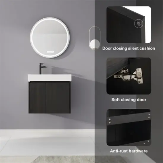 24'' Floating Bathroom Vanity with Sink, Single Sink Bathroom Vanity for Small Space, Wall Mounted Bathroom Vanity Combo Set For Home Bathroom image {3}