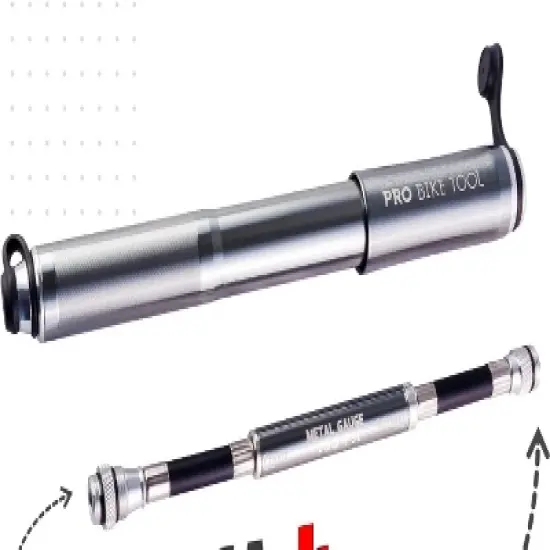 PRO BIKE TOOL 100 Psi Bike Pump with Gauge Fits Presta and Schrader, Matt Black image {1}