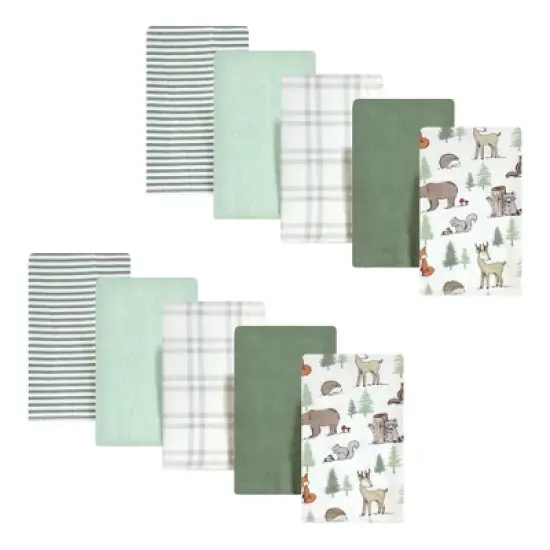 Hudson Baby Infant Boy Cotton Flannel Burp Cloths, Forest Animals, One Size image {2}