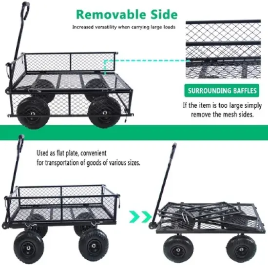 Wagon Garden Cart with 180-degree Steering Range Handle image {5}