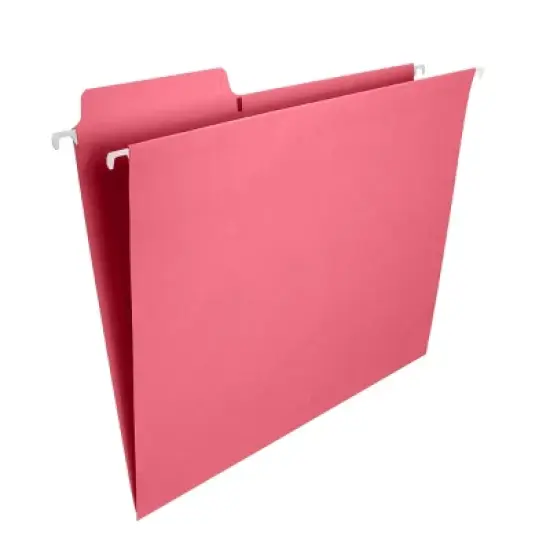 Smead FasTab  Hanging File Folder, 1/3-Cut Built-In Tab, Letter Size, Dark Pink, 9 per Pack (64014) image {3}