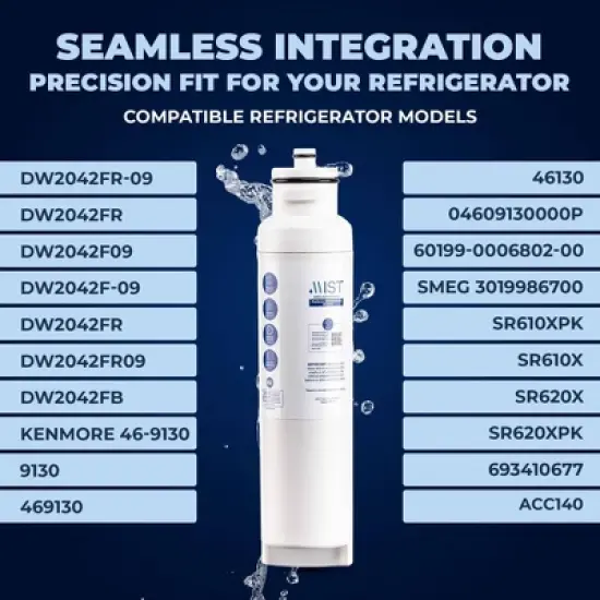Mist DW2042FR-09 2pk Refrigerator Water Filter Replacement for Daewoo and Aqua Crystal DW2042F-09 - NSF Certified image {2}