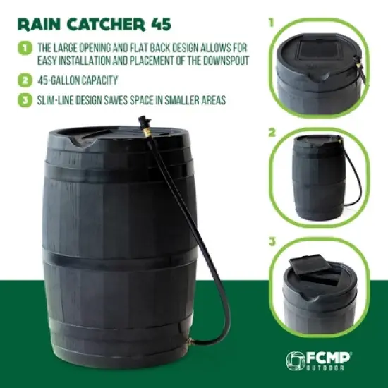 FCMP Outdoor RC45 45 Gallon Outdoor Rain Water Catcher Barrel Container image {2}