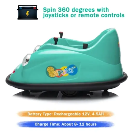 12V Electric Bumper Car for Toddlers &ndash; Ride-On Kids Car with Remote Control, 360&deg; Spin, Lights & Music | Safety Certified image {6}