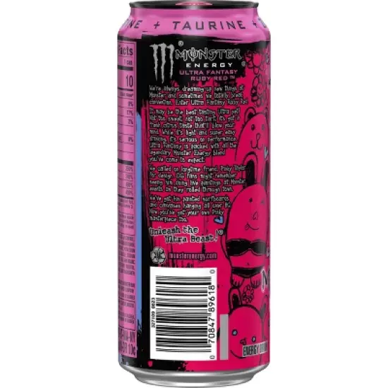 Monster Energy Ultra Fantasy Ruby Red Energy Drink - 16 fl oz Can image {1}