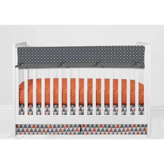 Bacati - Playful Fox Long Crib Rail Guard Cover Orange/Gray image {1}