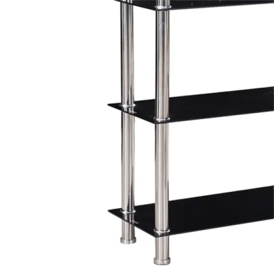 Better Home Products Jane Decorative Glass 4 Tier Shelves Bookcase Silver Chrome image {2}