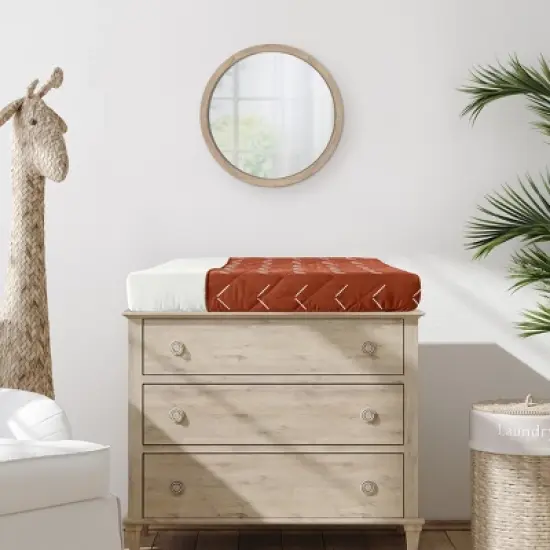 Sweet Jojo Designs Boy or Girl Gender Neutral Unisex Changing Pad Cover Diamond Tuft Orange and White image {1}