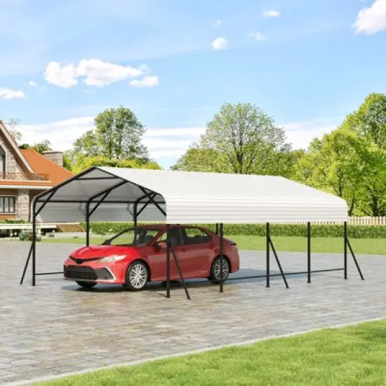Oversized Metal Garage with Galvanized Steel Roof for All Weather, Carports for Car, Boats and Tractor image {1}