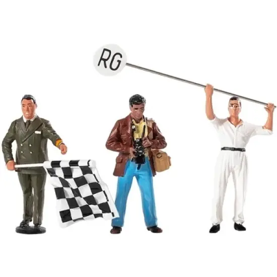 Set of 3 Figurines Robert Photographer, Leon Swen Race Director & Manfred The Mechanic for 1/43 Scale Models Le Mans Miniatures image {1}