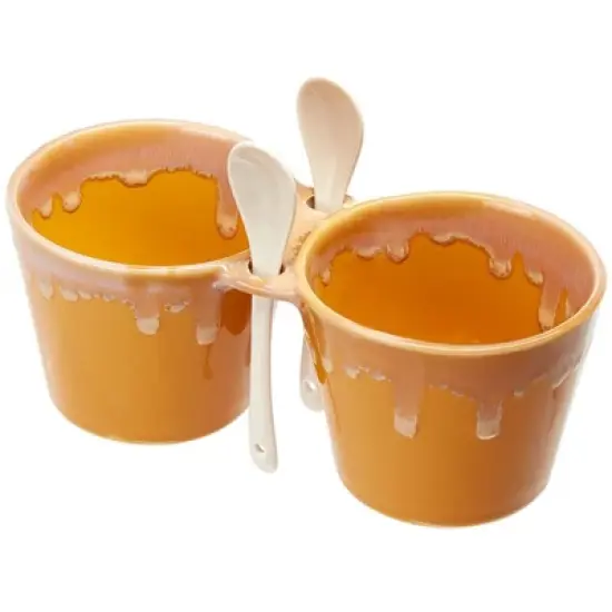 The Lakeside Collection Double Dip Bowls with Spoons - Double Dip Bowls with Spoon Mustard image {2}