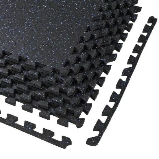 Xspec 1/2" Thick 48 Sq Ft Rubber Top EVA Foam Home Gym Mats 12 pcs, Blue Black image {6}
