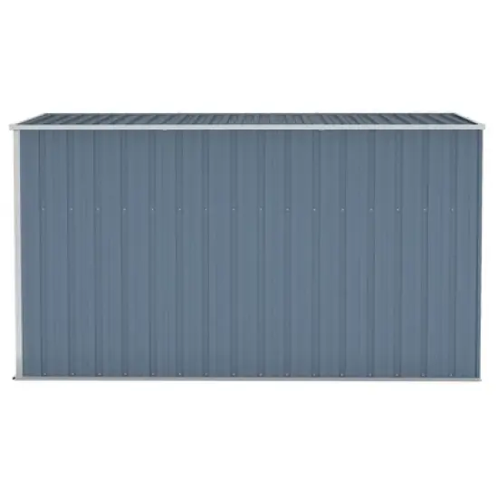 vidaXL Storage Shed Wall-mounted Garden Shed for Backyard Galvanized Steel - Gray 46.5" x 113.4" x 70.1" image {3}