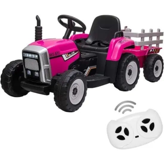 12V 25W Kids Powered Electric Tractor, Toddler Ride On Car w/Remote Control, LED Headlights, Gear Shift, MP3 Player USB Port for Kids 3-6 Years image {11}