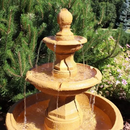 Sunnydaze 40"H Electric Fiberglass and Resin 3-Tier Tropical Style Outdoor Water Fountain image {5}