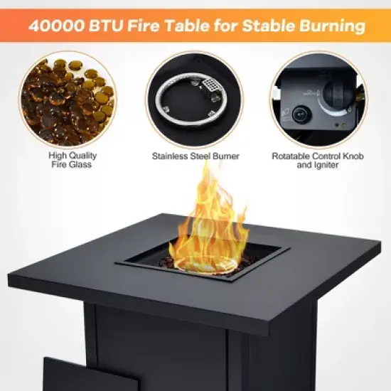 Costway 32'' Patio Fire Pit Table Propane Heater 40,000 BTU w/CSA Certification image {5}