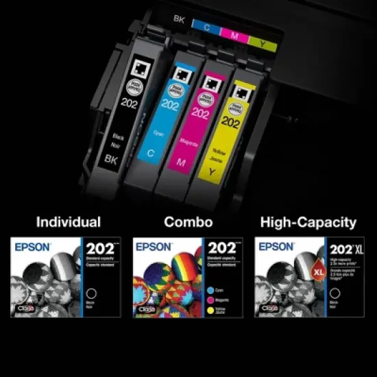 Epson High Yield Black, Tri-Color Ink Cartridge: Ink Series T202, Standard Yield image {4}