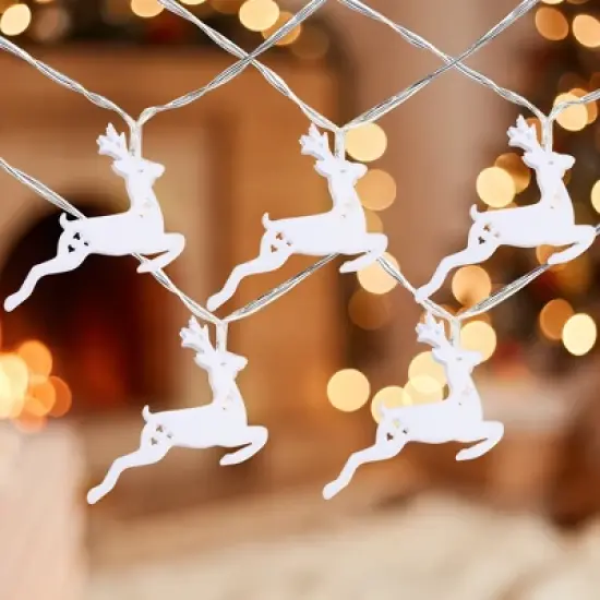 Northlight 10-ct LED Warm White Reindeer Christmas Lights - 3' Clear Wire image {1}