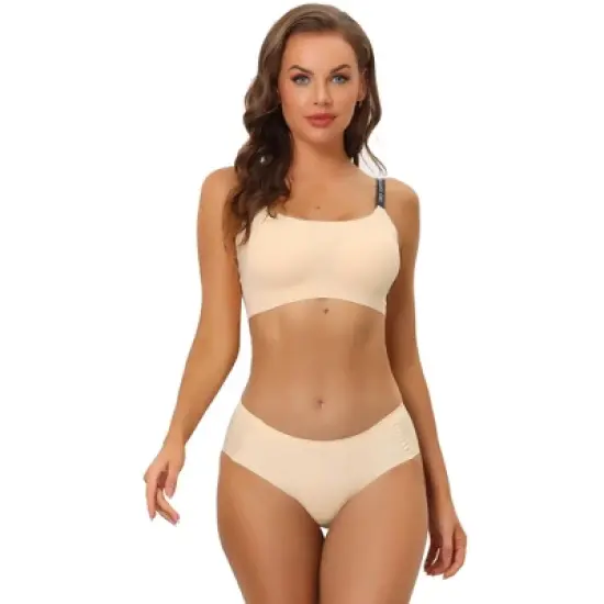 Allegra K Women's Wireless Pullover U Neck No Show Smooth Stretch Bra and Panty Set image {6}