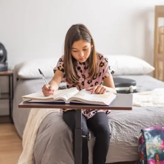 IRIS USA Height Adjustable Laptop Cart and Dynamic Rolling Workstation, Brown image {1}