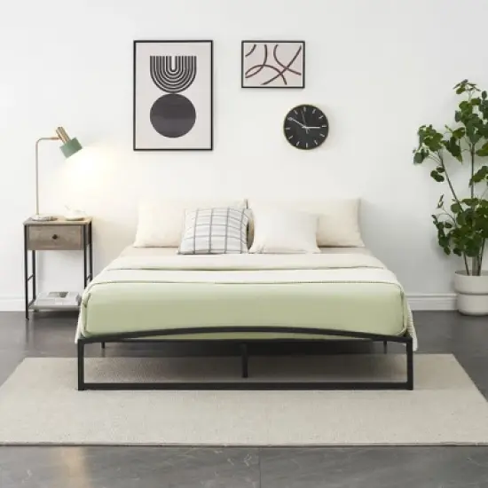 6/10 Inch Twin/Full/Queen/King Size Platform Metal Bed Frame Low Profile with Storage_Black/White image {3}