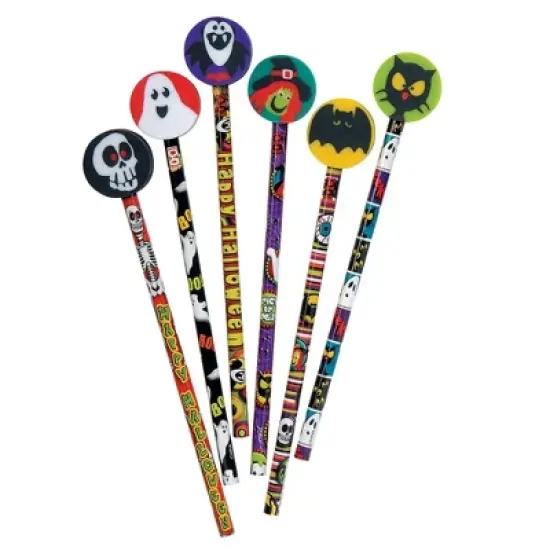 Boo Buddies Halloween Pencils with Giant Erasers (6 Pack) - Spooky Designs, Fun Erasers, #2 HB Lead image {3}
