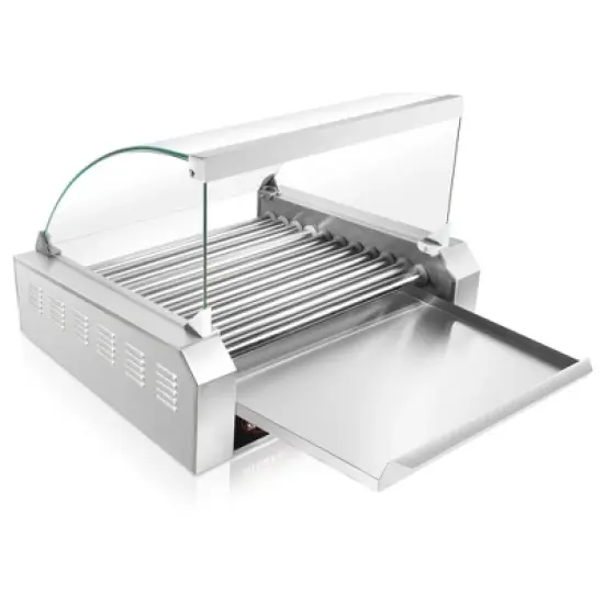 Olde Midway Electric Hot Dog Roller Grill Machine with Glass Cover, Commercial Grade image {3}