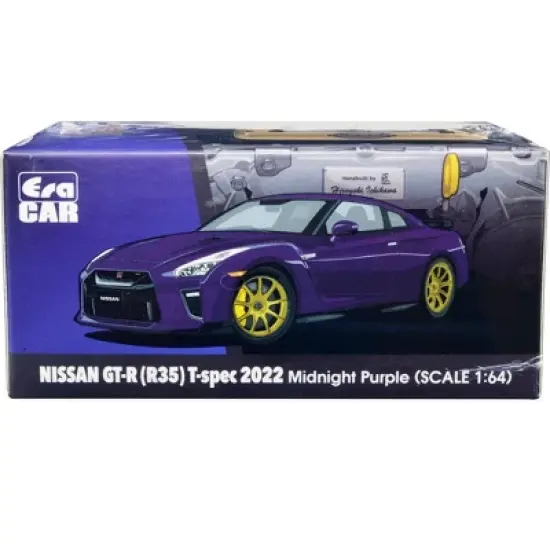 2022 Nissan GT-R (R35) T-Spec RHD (Right Hand Drive) Midnight Purple Metallic 1/64 Diecast Model Car by Era Car image {2}