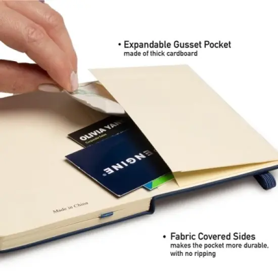 Simply Genius A6 Pocket Size Mini Notebooks with Hardcover - 124 pages (3.7" x 5.7") with Inner Pocket (Navy, 3 Pack) image {6}