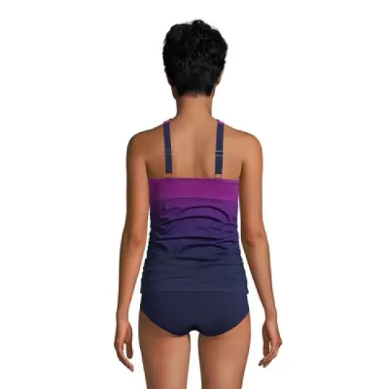 Lands' End Women's Chlorine Resistant High Neck to One Shoulder Multi Way Tankini Swimsuit Top image {1}