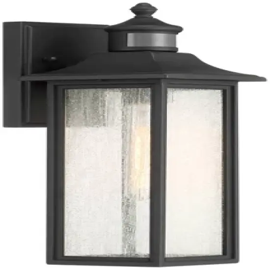 John Timberland Mission Outdoor Wall Light Fixtures Set of 2 Black Motion Sensor 16 1/2" Seeded Glass for Post Exterior Barn Deck image {4}