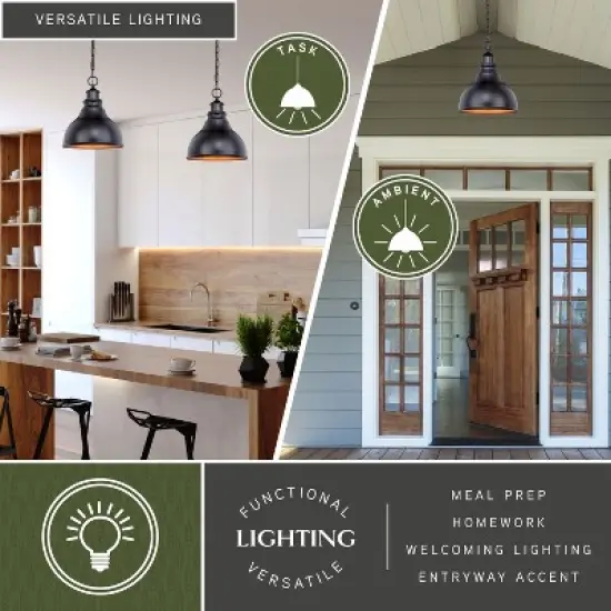 VAXCEL Delano 1 Light Bronze Gold Farmhouse Outdoor Barn Dome Pendant image {2}