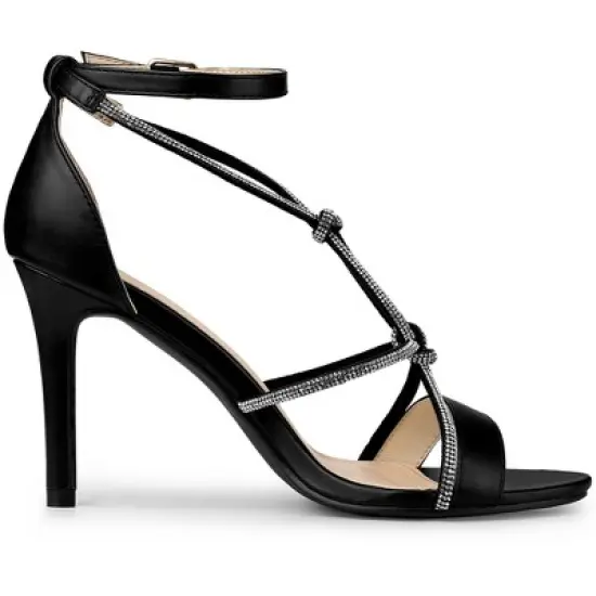 Allegra K Women's Rhinestone Knot Strap Stiletto Heels Sandals image {5}