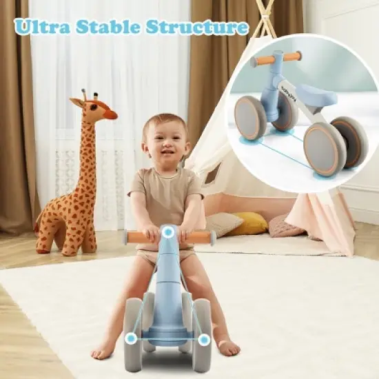 Babyjoy Baby Balance Bikes w/4 Wheels for 12-36 Months Toddler Mini Bike Pink\Blue\Grey image {4}