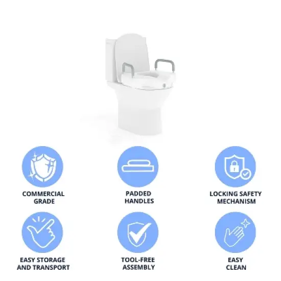 Emma and Oliver Ramsey Elevated Toilet Seat for the Elderly with Height Adjustable Foam Wrapped Handles and Locking Safety Mechanism image {1}