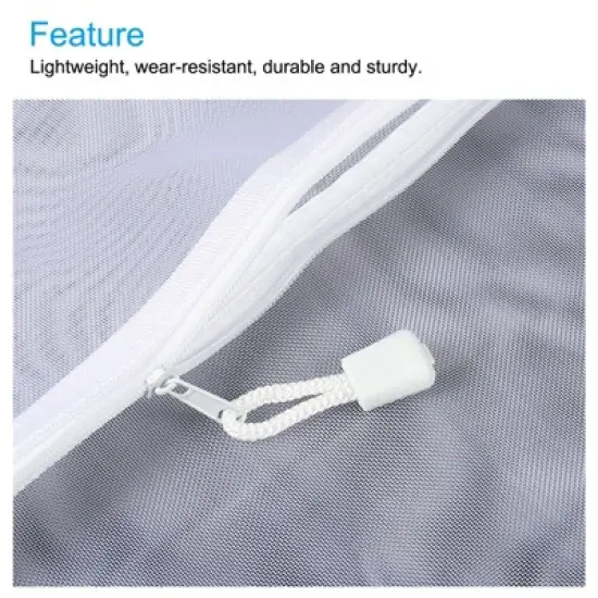 Unique Bargains Mesh Nylon Zipper Pencil Case White 6 Pcs image {3}