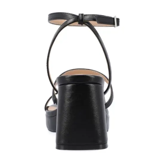 Journee Collection Womens Samilee Metallic Vegan Leather Platform Sandals image {2}