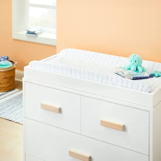 Plush Changing Pad Cover Sea Stripe - White/Blue - Cloud Island&trade; image {1}