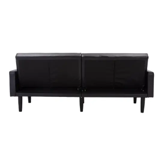 Faux Leather Futon Sofa with Arms Black - Room Essentials&trade; image {9}