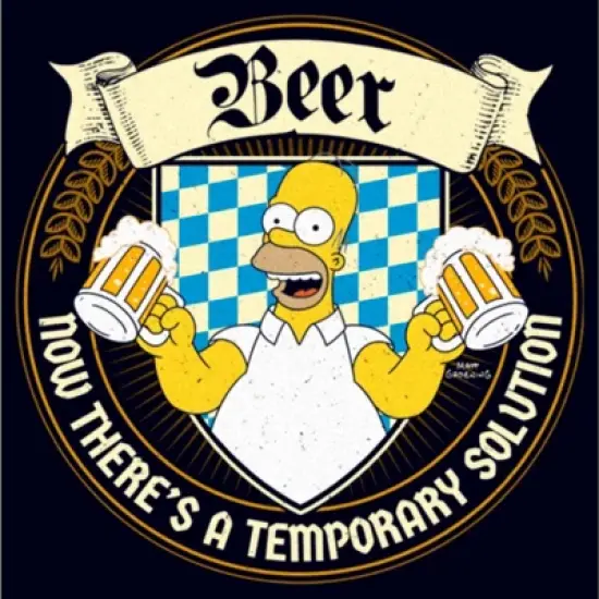 Women's The Simpsons Homer Beer Now There's a Temporary Solution T-Shirt image {1}