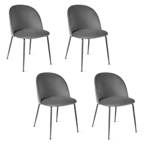 Tangkula Dining Chair Set of 4 Upholstered Velvet Chair Set w/ Metal Base for Living Room image {11}