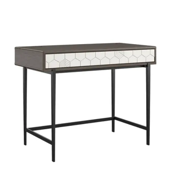Olivia Computer Desk Gray Oak - Cosmoliving By Cosmopolitan image {3}