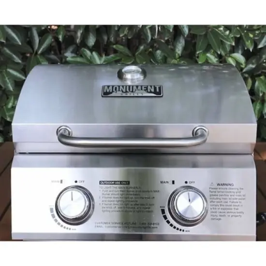 2-Burner Portable Tabletop Stainless Steel Propane Gas Grill Model 13742 - Monument Grills image {7}