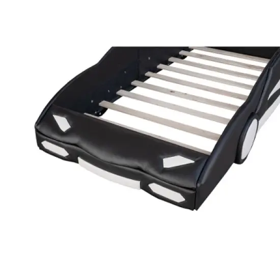 Twin Size Race Car-Shaped Platform Bed with Wheels-ModernLuxe image {8}