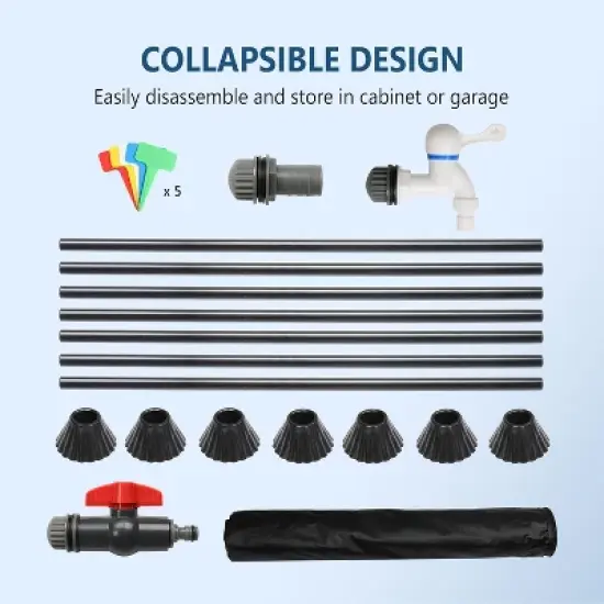 VINGLI Upgraded 100 Gallon Collapsible Rain Barrel, Portable Water Storage Collection System with Filter Spigot Overflow Kit Black image {4}