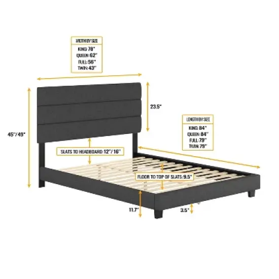 Marino Linen Channel Upholstered Platform Bed - Eco Dream image {6}
