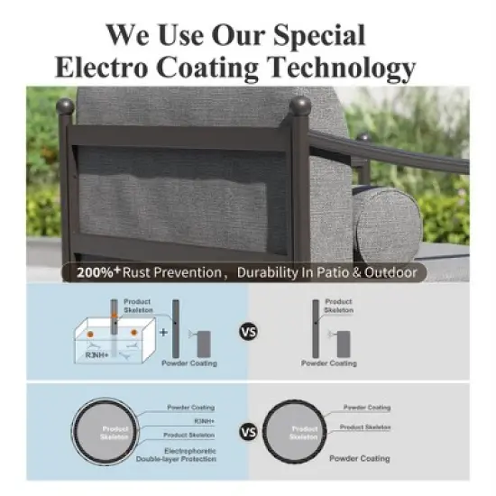 Captiva Designs Outdoor Patio Oversized Premium Conversation Sofa Set with Extra Thick Cushion and Coffee Table image {9}