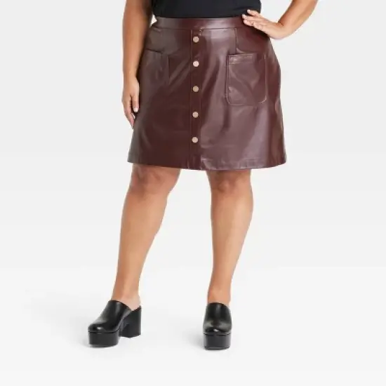 Women's Faux Leather Mini A-Line Skirt - Ava & Viv&trade; image {4}