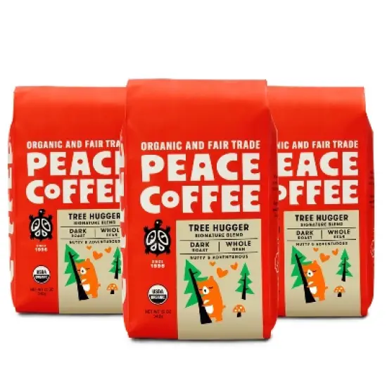 Peace Coffee Tree Hugger Dark Roast Whole Bean Coffee - 36oz/3ct image {4}